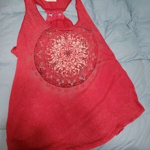 Maurices Red Tank Top with Mandala Design